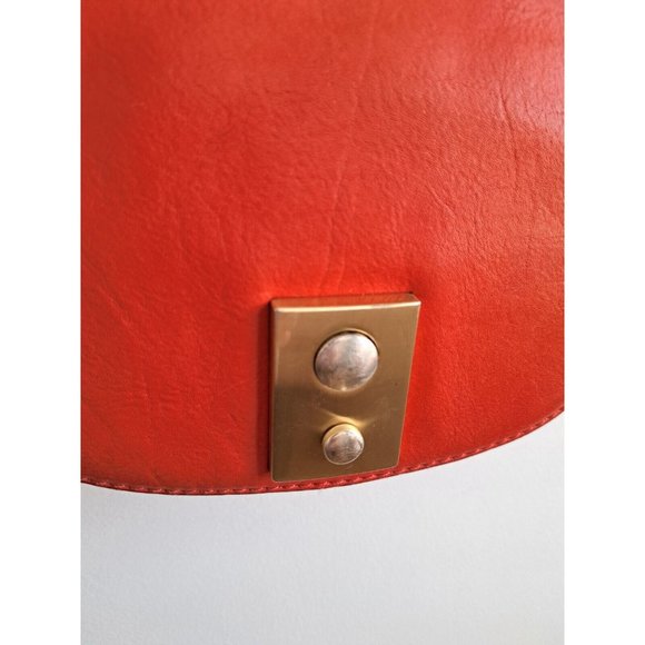 J.Crew Womens Saddlebag Red Orange 100% Leather Crossbody Purse Pre-owned - Picture 8 of 13